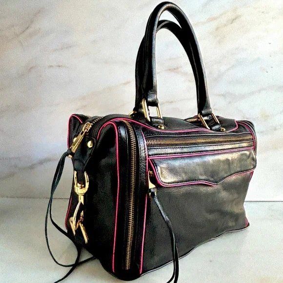 Rebecca Minkoff Black and Pink Shoulder Bag - Picture 2 of 16